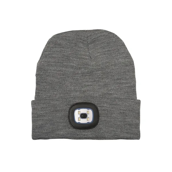 Acrylic knit beanie with integrated LED light panel and two button... from ASI 79530 Prime Line