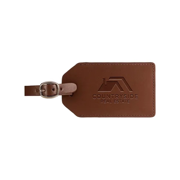 A customizable bonded leather luggage tag with adjustable strap and zinc... from ASI 79530 Prime Line