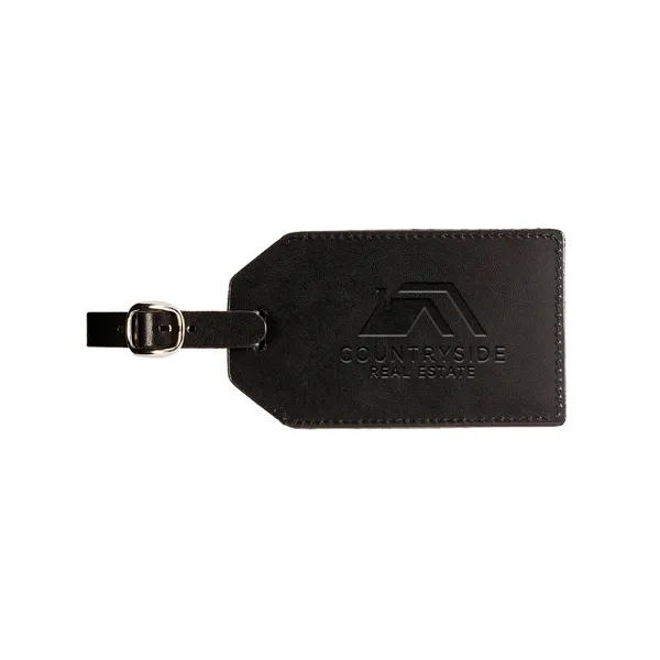 A customizable bonded leather luggage tag with adjustable strap and zinc... from ASI 79530 Prime Line