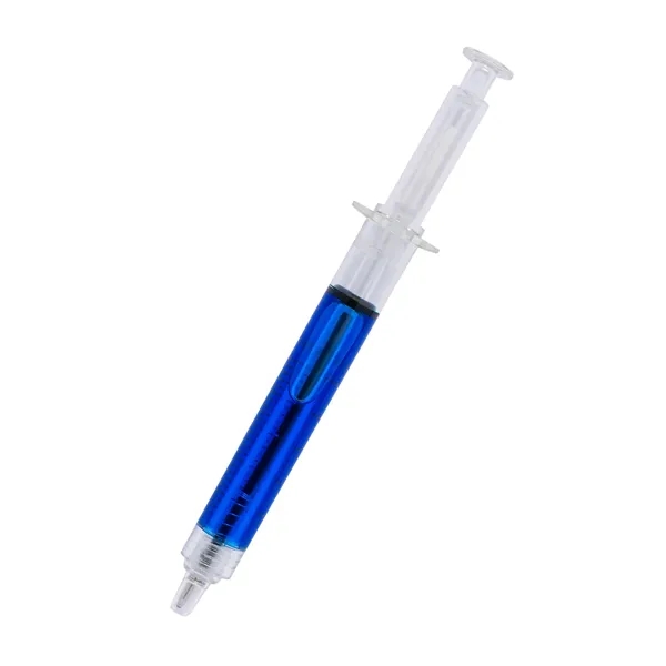 Plastic pen shaped like a medical syringe with black, medium point... from ASI 79530 Prime Line