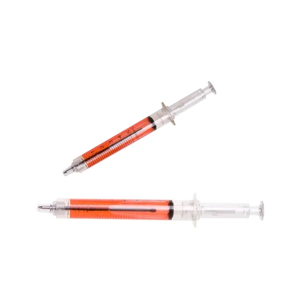 Plastic pen shaped like a medical syringe with black, medium point... from ASI 79530 Prime Line