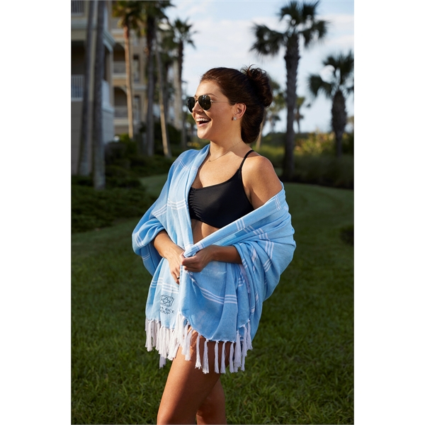 39" x 70" 8.0lb./doz. Striped Turkish cotton peshtemal/beach towel with fringes.... from ASI 79750 Pro Towels