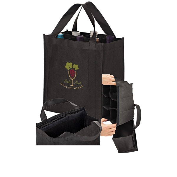 11" x 7" x 12" non-woven polypropylene six-bottle wine tote with... from ASI 35290 American Ad Bag Co