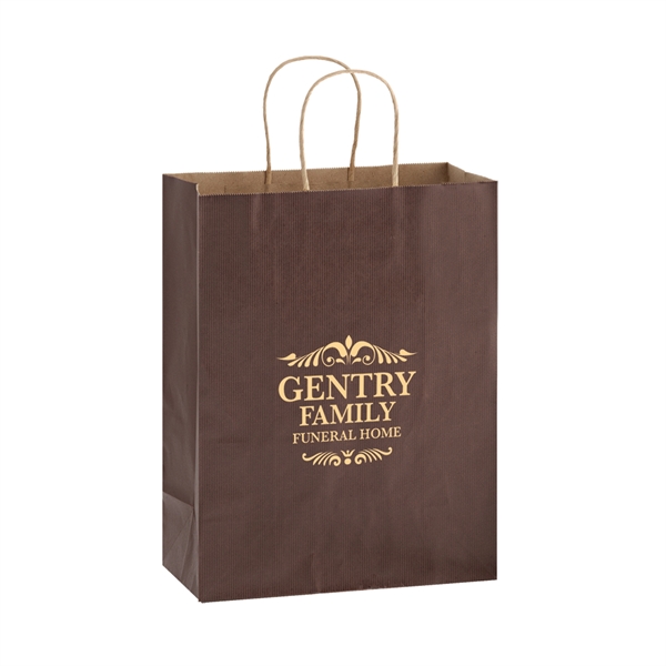 10" x 5" x 13" matte Kraft paper shopping bag with... from ASI 35290 American Ad Bag Co