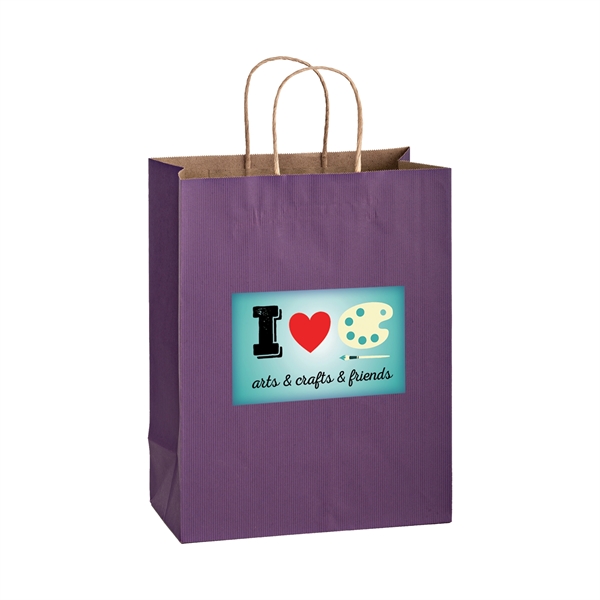 10" x 5" x 13" Kraft paper shopping bag with serrated... from ASI 35290 American Ad Bag Co