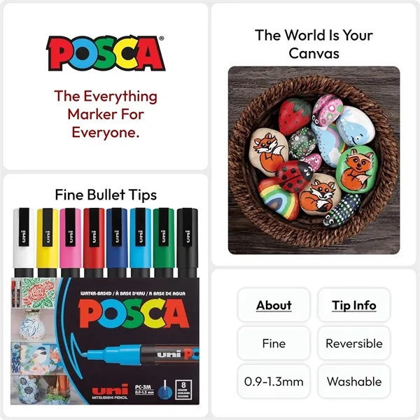 POSCA 8 Piece Basic Marker Set with Bag - Fine... from ASI 89320 Starline USA Inc