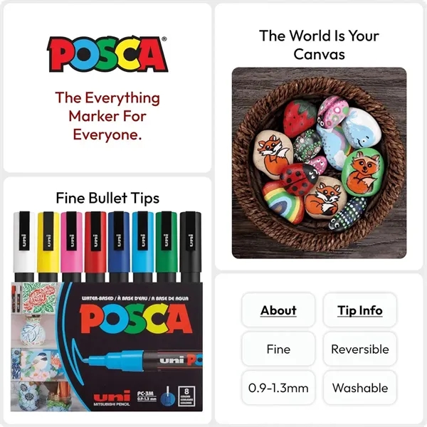 POSCA 8 Piece Basic Marker Set with Bag - Fine... from ASI 89320 Starline USA Inc