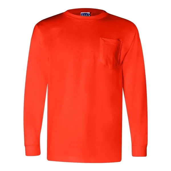 Adult pre-shrunk 100% cotton long sleeve t-shirt with a pocket, union... from ASI 84358 S&S Activewear