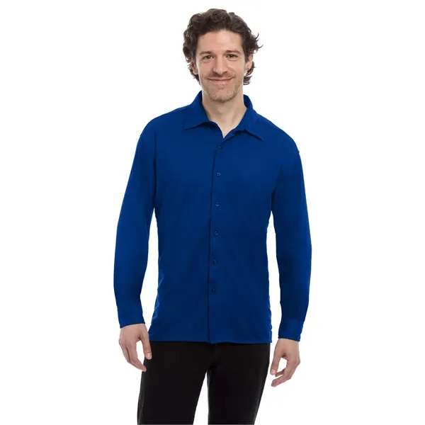 Blue Generation - Men's Pocketless Knit Stretch Woven Shirt... from ASI 86018 Scrub Authority