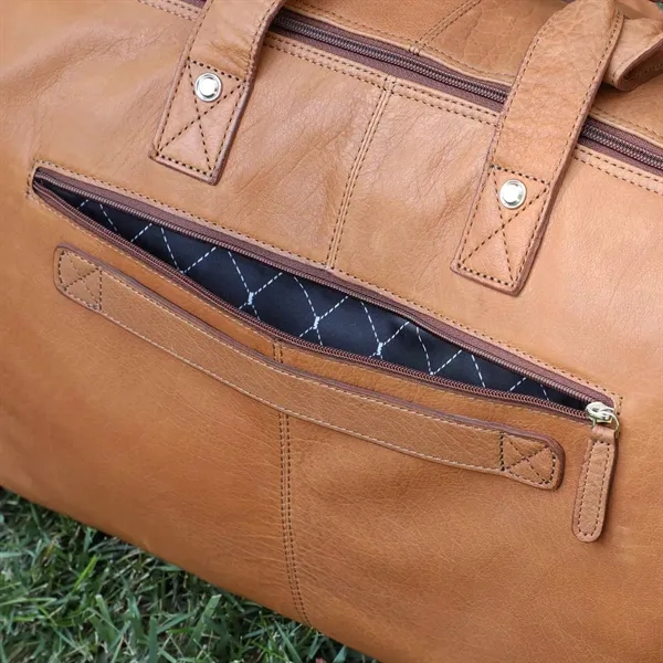 Bell Canyon Leather Duffel is made from Premium Zurich leather &... from ASI 61966 HPG / Beacon Promotions