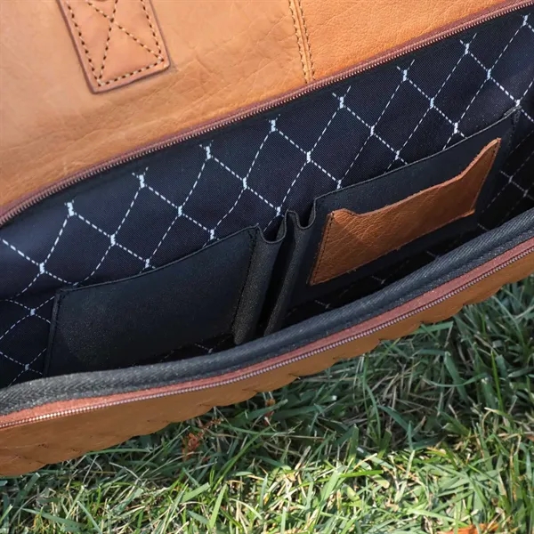 Bell Canyon Leather Duffel is made from Premium Zurich leather &... from ASI 61966 HPG / Beacon Promotions