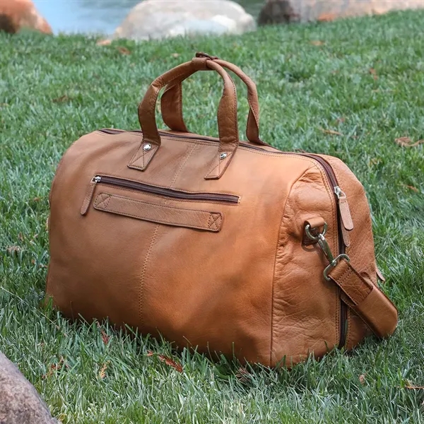 Bell Canyon Leather Duffel is made from Premium Zurich leather &... from ASI 61966 HPG / Beacon Promotions