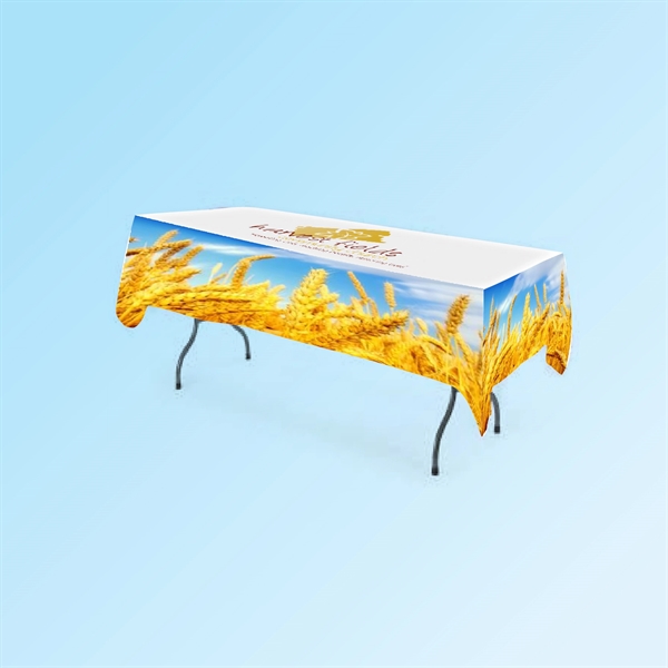 8 foot table cover with 14" drape over.... from ASI 30442 Above & Beyond Advertising Products