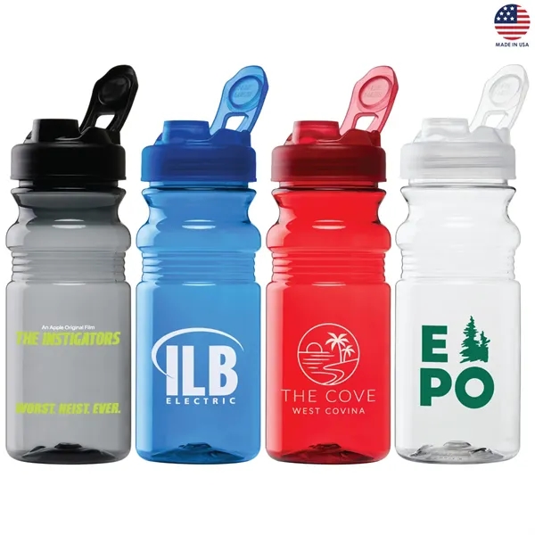 20-oz. PET plastic water bottle with flip lid. Made in USA... from ASI 57655 STOPNGO Line