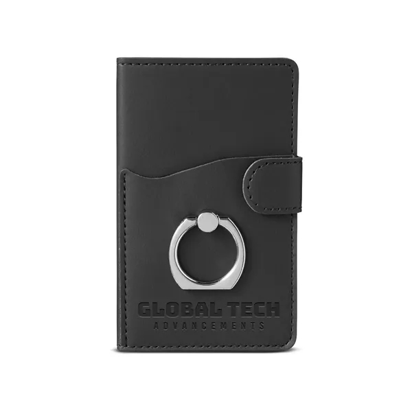 2.55" x 4.13" x .2" Tuscany™ polyurethane cellphone wallet with ring-style... from ASI 79530 Prime Line