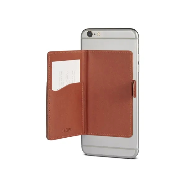 2.55" x 4.13" x .2" Tuscany™ polyurethane cellphone wallet with ring-style... from ASI 79530 Prime Line