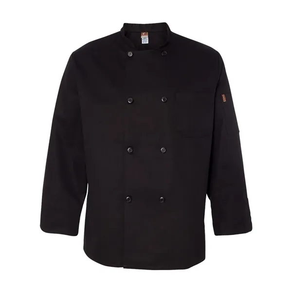 Black traditional chef coat, double breasted with eight black pearl buttons.... from ASI 84358 S&S Activewear