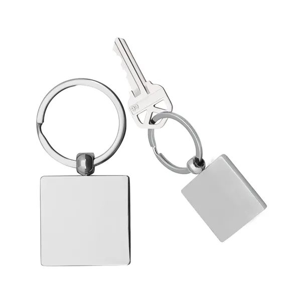 Brushed chrome zinc alloy square key tag with metal split ring... from ASI 79530 Prime Line