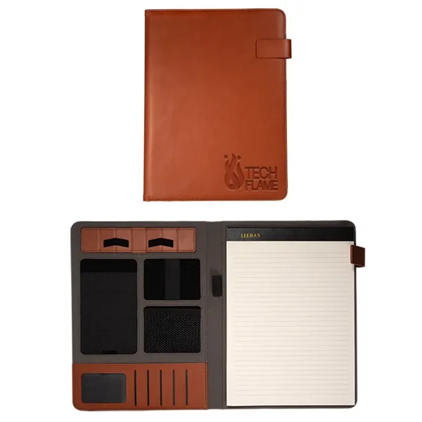 PU leatherette tech padfolio with interior organizer, 30 page writing pad... from ASI 79530 Prime Line