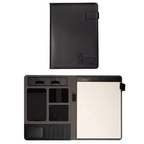 PU leatherette tech padfolio with interior organizer, 30 page writing pad... from ASI 79530 Prime Line