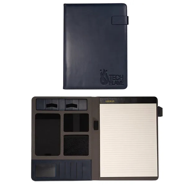 PU leatherette tech padfolio with interior organizer, 30 page writing pad... from ASI 79530 Prime Line