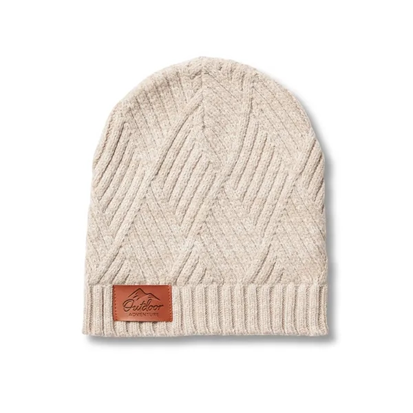 Knit beanie with a faux leather thermo patch.... from ASI 79530 Prime Line