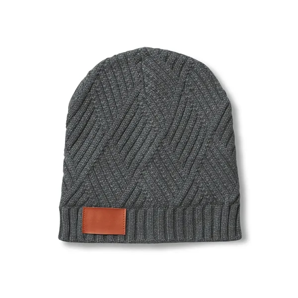 Knit beanie with a faux leather thermo patch.... from ASI 79530 Prime Line