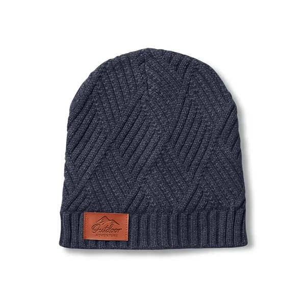 Knit beanie with a faux leather thermo patch.... from ASI 79530 Prime Line