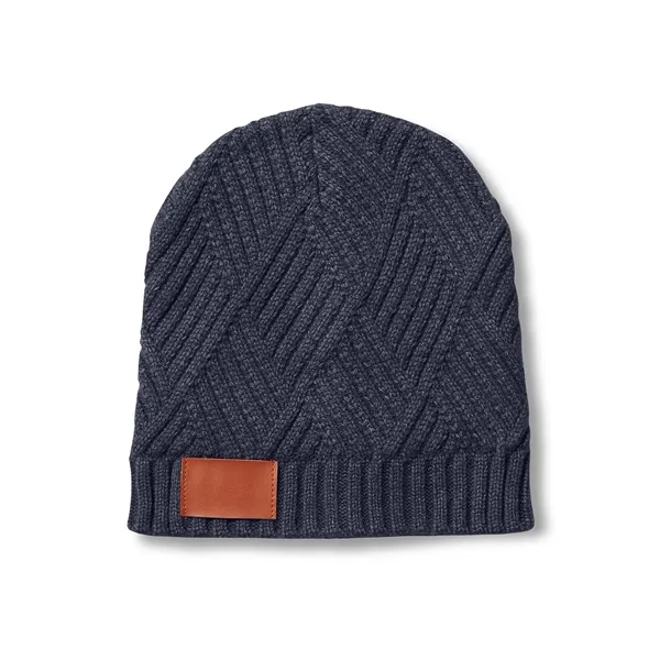 Knit beanie with a faux leather thermo patch.... from ASI 79530 Prime Line