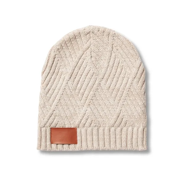 Knit beanie with a faux leather thermo patch.... from ASI 79530 Prime Line