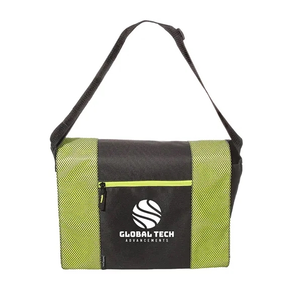 Polyester messenger bag with color mesh accent panels.... from ASI 79530 Prime Line