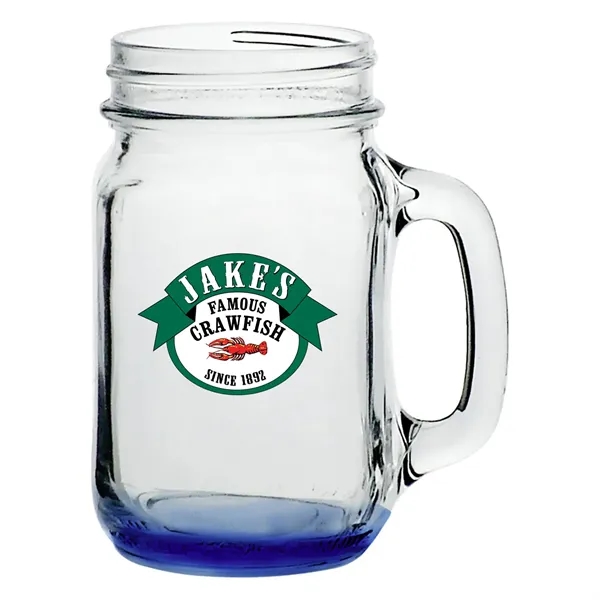 16 oz. clear glass mason jar with handle.... from ASI 68507 The Magnet Group / Benchmark Crystal & Clocks