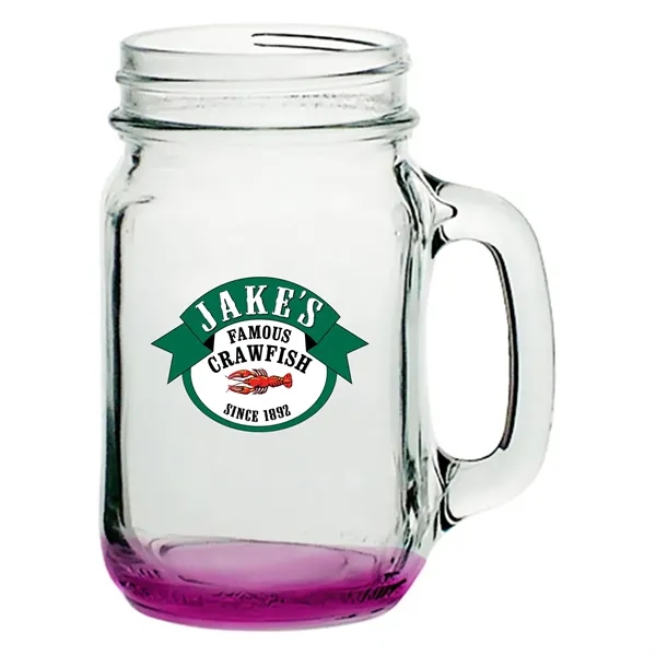 16 oz. clear glass mason jar with handle.... from ASI 68507 The Magnet Group / Benchmark Crystal & Clocks