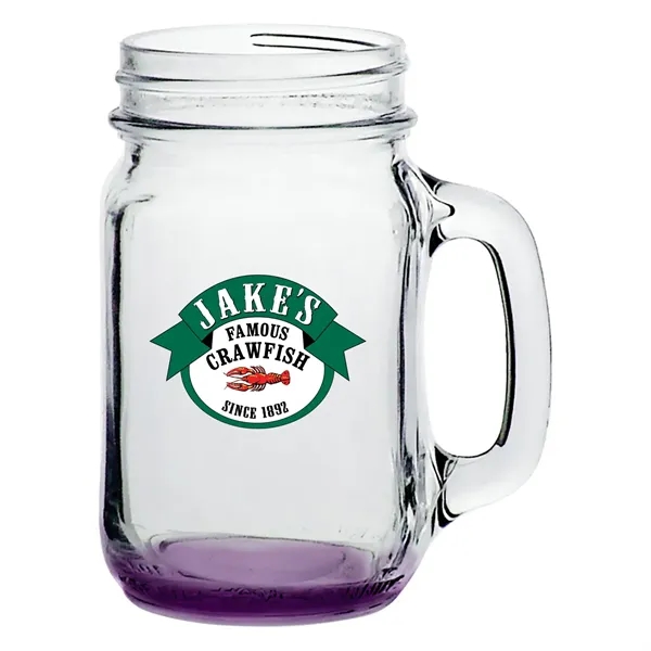 16 oz. clear glass mason jar with handle.... from ASI 68507 The Magnet Group / Benchmark Crystal & Clocks
