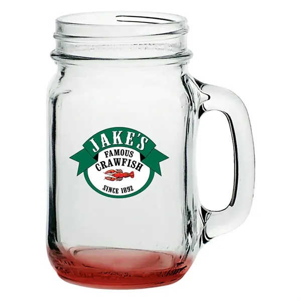 16 oz. clear glass mason jar with handle.... from ASI 68507 The Magnet Group / Benchmark Crystal & Clocks