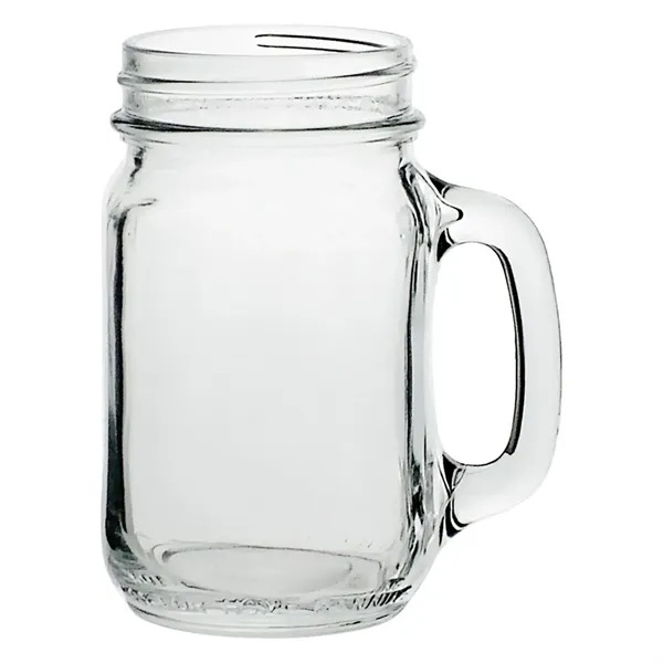 16 oz. clear glass mason jar with handle.... from ASI 68507 The Magnet Group / Benchmark Crystal & Clocks