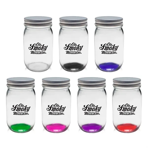 16 oz. canning Mason jar with secure aluminum lid.... from ASI 68507 The Magnet Group / Benchmark Crystal & Clocks