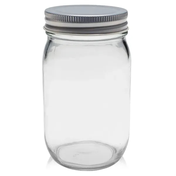 16 oz. canning Mason jar with secure aluminum lid.... from ASI 68507 The Magnet Group / Benchmark Crystal & Clocks