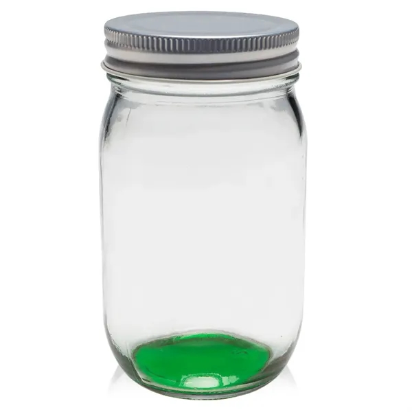 16 oz. canning Mason jar with secure aluminum lid.... from ASI 68507 The Magnet Group / Benchmark Crystal & Clocks
