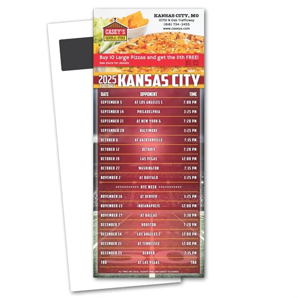 3 1/2" x 8 1/2" football themed schedule magnetic stick-up card... from ASI 68507 The Magnet Group / Magnet LLC™