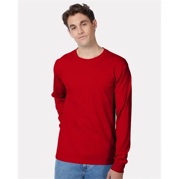 Long sleeve T-shirt made of 100% cotton with a chest pocket,... from ASI 84358 S&S Activewear