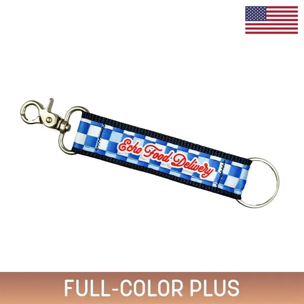 4" sublimated key fob with matte nickel hardware-durable, modern, and personalized... from ASI 92980 WOV-IN® / Universal Strap/Wov-In Line
