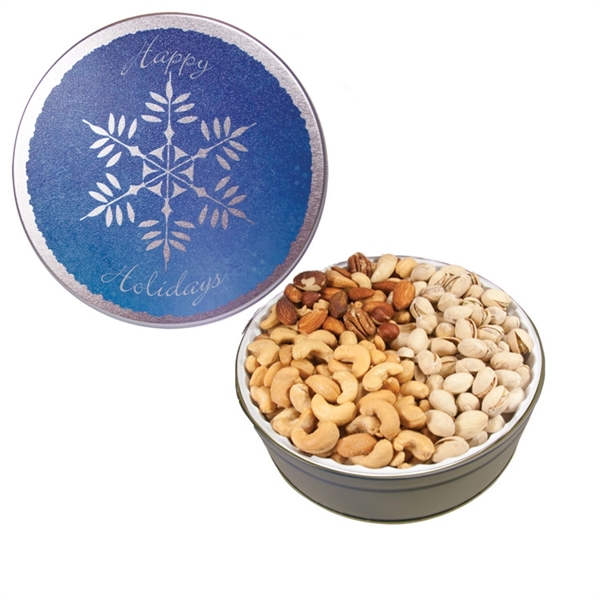 Tin filled with multiple filler options of good gift snacks and... from ASI 61125 Hit Promotional Products