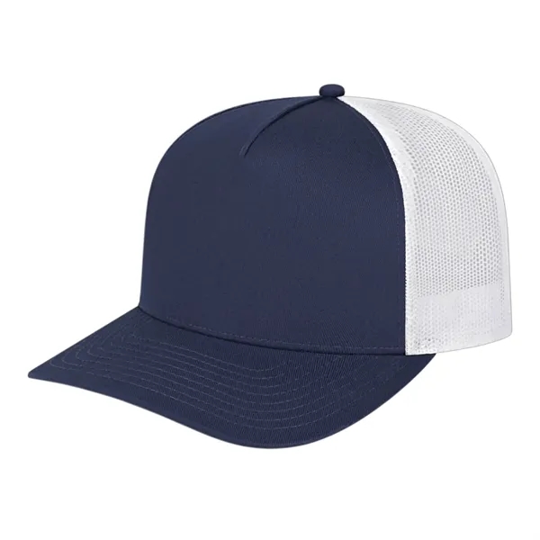 Mid profile five panel structured cap with a modified flat visor.... from ASI 43792 Cap America Inc