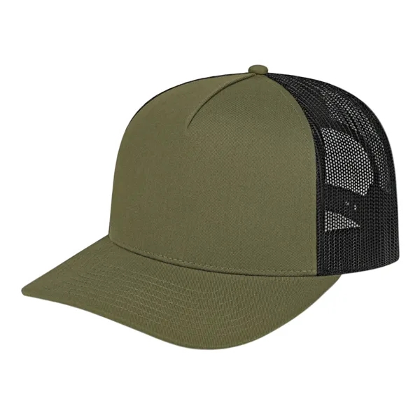 Mid profile five panel structured cap with a modified flat visor.... from ASI 43792 Cap America Inc