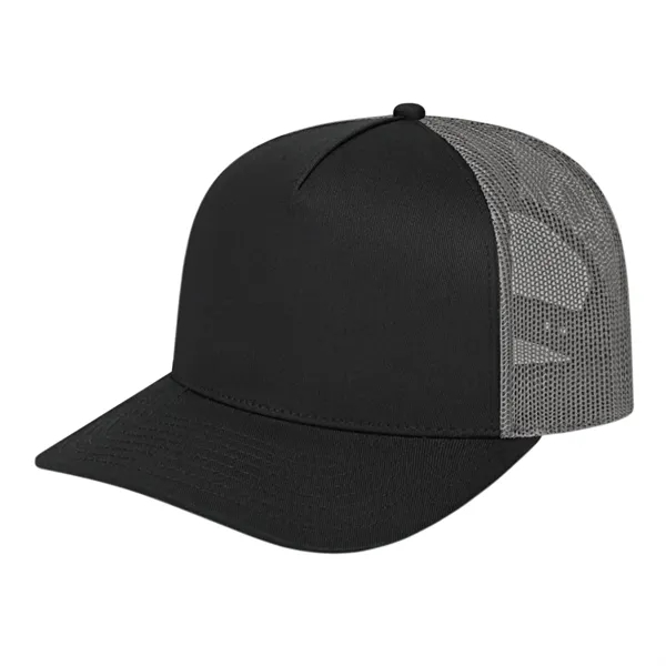 Mid profile five panel structured cap with a modified flat visor.... from ASI 43792 Cap America Inc
