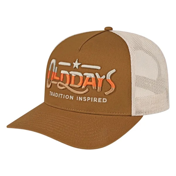 Mid profile five panel structured cap with a modified flat visor.... from ASI 43792 Cap America Inc