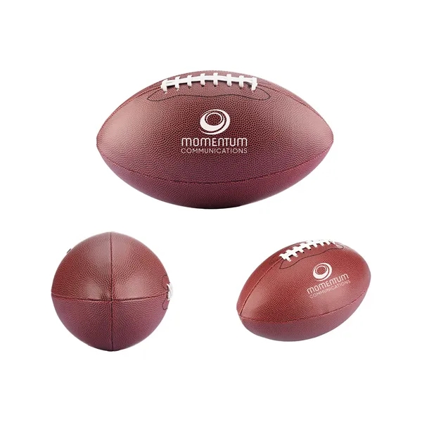 Full-sized synthetic leather promotional football with rubber bladder, four panels and... from ASI 79530 Prime Line