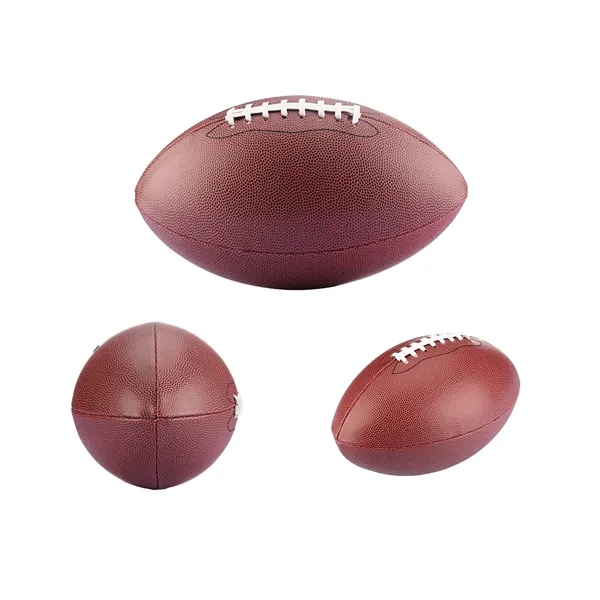 Full-sized synthetic leather promotional football with rubber bladder, four panels and... from ASI 79530 Prime Line