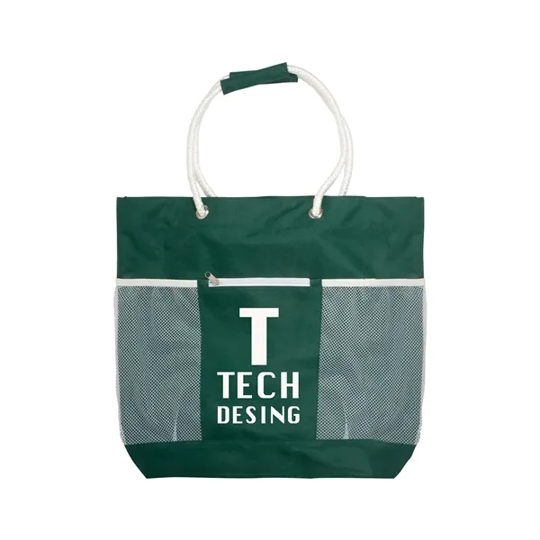 Reusable tote bag made of 600 denier polyester with a zippered... from ASI 79530 Prime Line